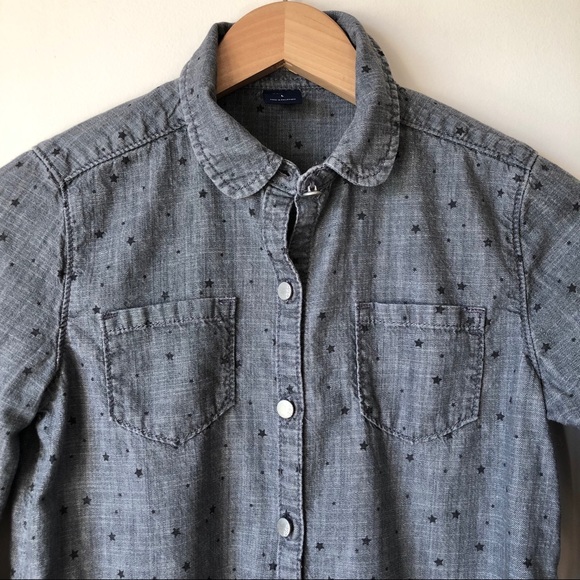 Gap Kids Gray Denim Shirt Dress Star Print Girl’s L - Picture 3 of 10